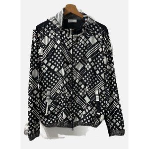 PIERRE LOUIS MASCIA Jacket Nylon Geometric Unisex Couture Italian Medium Hooded